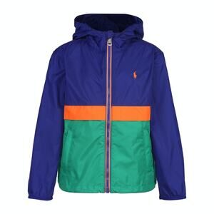 New Polo Ralph Lauren Colorblock Hooded Windbreaker Jacket Blue Large Men $148